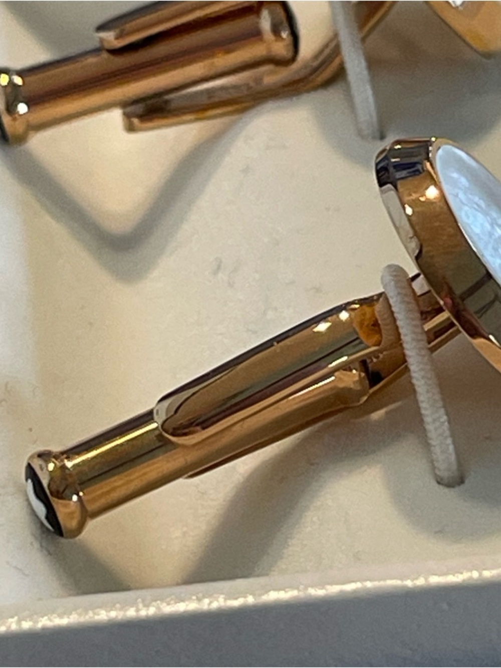 MONTBLANC MEISTERSTUCK Cufflinks Mother of Pearl Rose Gold Quiet Luxury Wedding - Picture 6 of 8